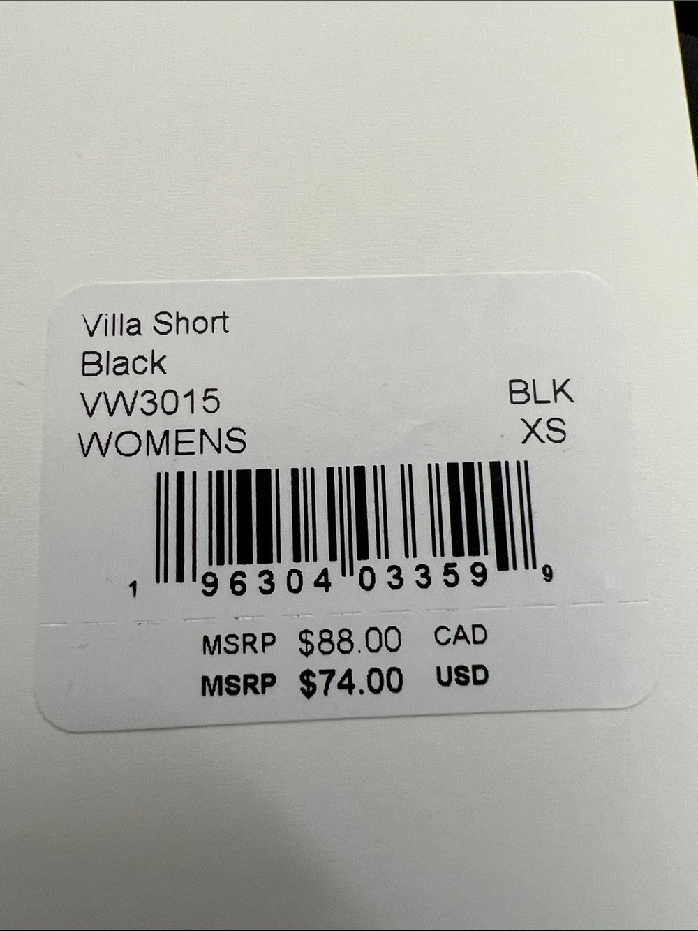 Vuori Black Villa Shorts Size XS NWT - Picture 3 of 5